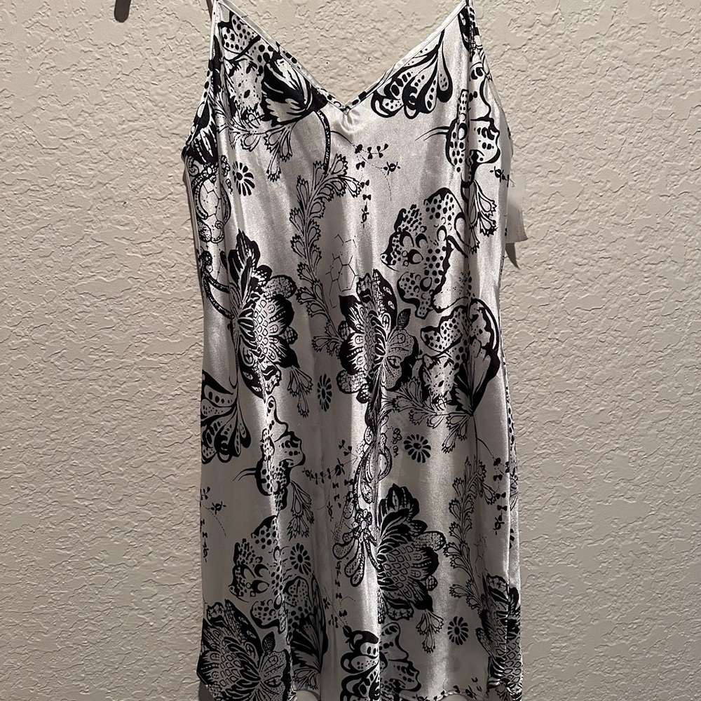 Black and White Floral Slip Dress